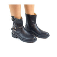 Gabri - Zwarte bikerlaars met metalen klinknagels - Afbeelding 2