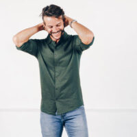 Overhemd – Biologisch katoen – donker groen - Afbeelding 2