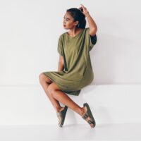 Jurk – gerecyclede linnen blend – army - Afbeelding 5