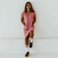 Jurk – gerecycled katoen – Piqué rood melange - Afbeelding 4