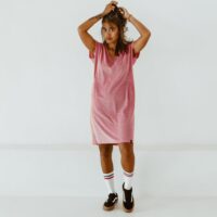 Jurk – gerecycled katoen – Piqué rood melange - Afbeelding 2