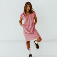 Jurk – gerecycled katoen – Piqué rood melange - Afbeelding 5