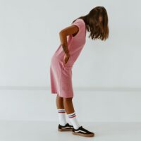 Jurk – gerecycled katoen – Piqué rood melange - Afbeelding 3