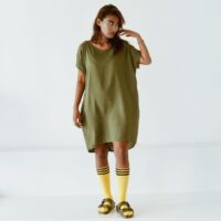 Jurk – gerecyclede linnen blend – army - Afbeelding 2