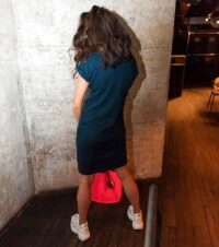 Jurk – gerecyclede sweatshirt stof – donkerblauw - Afbeelding 3