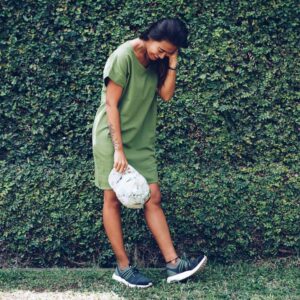 Jurk – gerecyclede linnen blend – retro groen