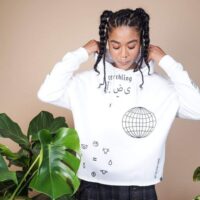 Earthling – Crop Hoodie – White - Afbeelding 4
