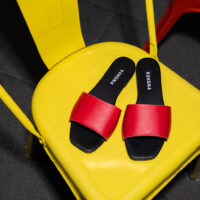 Mellow Slides Red vegan slides made of corn leather