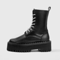 Worker Monster Black Vegea grape leather boots