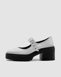 Squared Mary Jane Pumps White made of Vegea grape leather -outlet