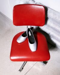 Silver Diana Pumps ballerinas with a square-cut shape