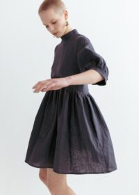 Felice Linen Dress in Asphalt - Afbeelding 7
