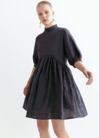 Felice Linen Dress in Asphalt - Afbeelding 2