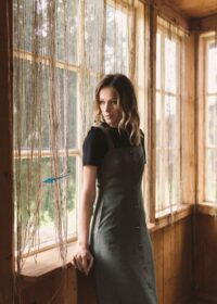 LUCA dress in olive green linen - Afbeelding 2