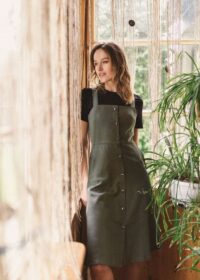 LUCA dress in olive green linen