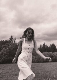 LUCA dress in white denim