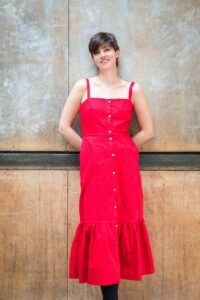 LULU midi dress in red twill