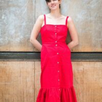 LULU midi dress in red twill