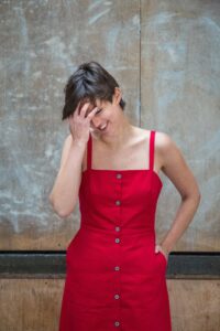 LULU midi dress in red twill - Afbeelding 2