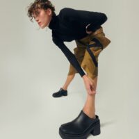 Squared Mule Black made of Grape Leather