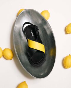 Glare Sandals Lemon made of vegan corn leather