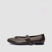 Mara Pumps chocolate ballet flats with a strap