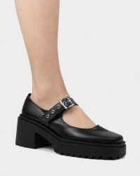 Squared Mary Jane Pumps Black made of Grape Leather - Afbeelding 22