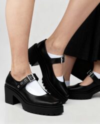 Squared Mary Jane Pumps Black made of Grape Leather - Afbeelding 10