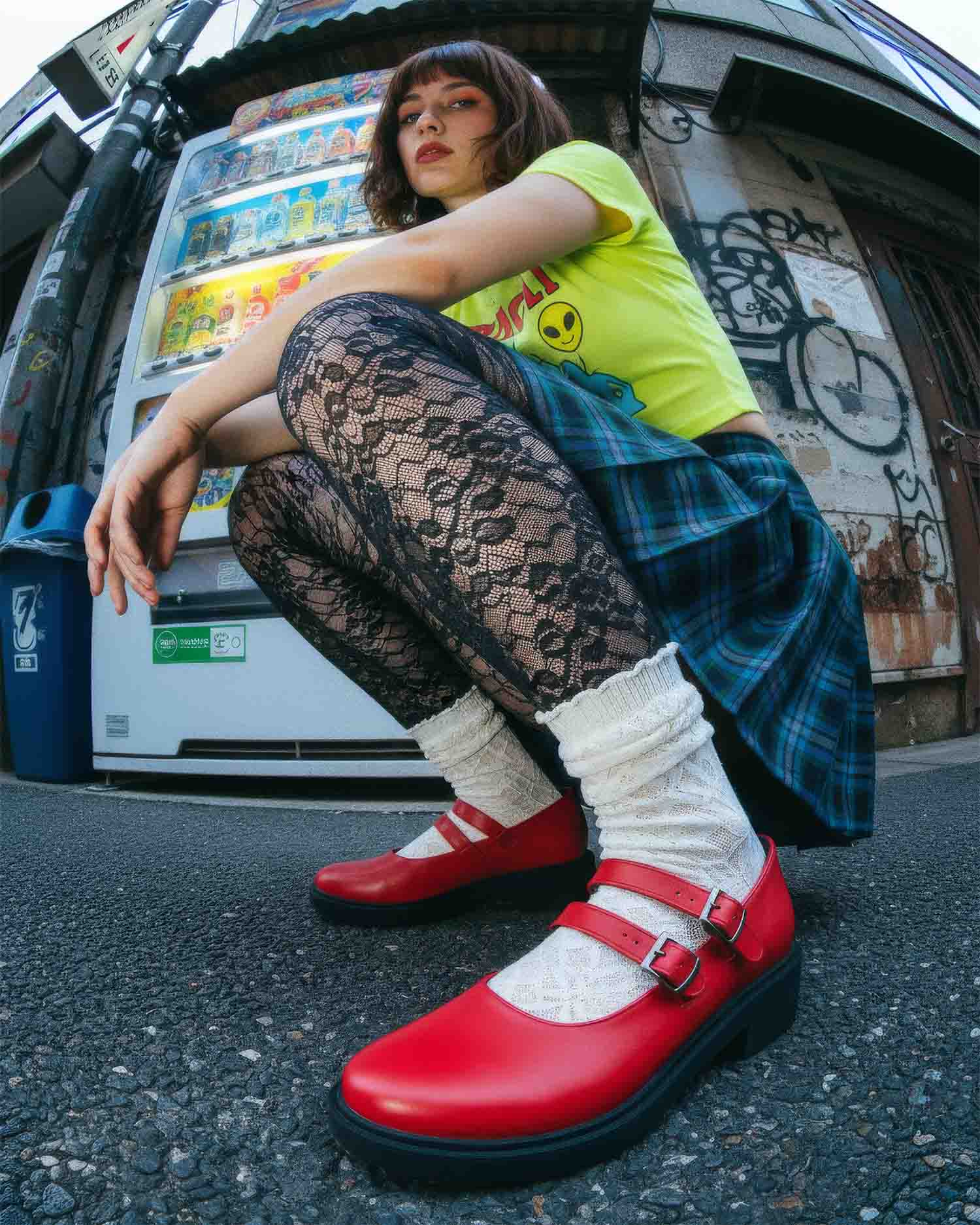 butczerwony10 Twin Mary Jane grape leather ballerinas with double strap - Afbeelding 1